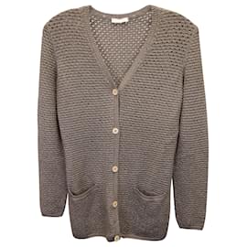 Chloé – Geknöpfter Metallic-Cardigan aus goldener Viskose