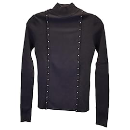 Red Valentino Rollkragenpullover mit Nieten aus schwarzer Viskose