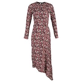 Vestido asimétrico estampado Vilshenko en seda burdeos