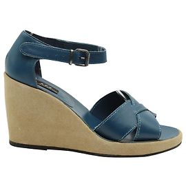 Autre Marque UN.P.Sandali con zeppa C in pelle di vacchetta blu