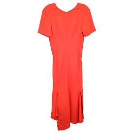 Abito midi in cady asimmetrico Victoria Beckham in viscosa corallo