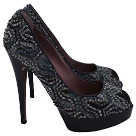 Décolleté Missoni con plateau e punta aperta in tweed multicolore