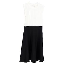 Sandro Edda Minivestido de punto bicolor de algodón blanco