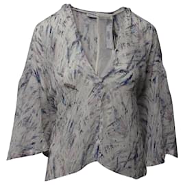 Top con cuello en V Iro Justie de seda blanca
