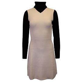 Vestido Theory Myrelle Evian de punto elástico en lana color crema