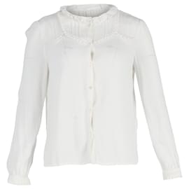 Blusa con botones y volantes Maje en algodón blanco