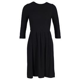 Vestido con falda plisada de algodón negro de Ganni