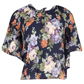 Top Lena con estampado floral de Vilshenko en seda multicolor