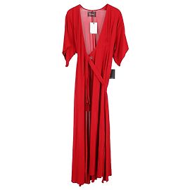 Abito a portafoglio drappeggiato Reformation Winslow in viscosa rossa