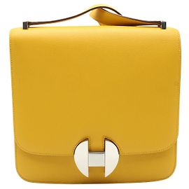 Hermès Hermes Evercolor 2002 20 Borsa a Spalla in Pelle Giallo Senape 'Jaune Ambre'