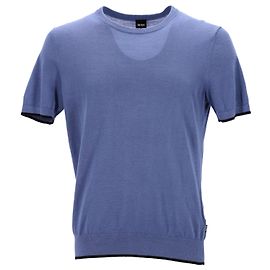 Hugo Boss T-shirt lavorata a maglia Boss Persimo in ramiè blu