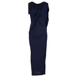 Vestido drapeado sin mangas Peter Pilotto de algodón azul marino