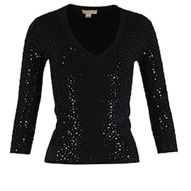 Jersey con lentejuelas Michael Kors Collection de viscosa negra