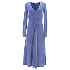 Rotate Birger Christensen Vestido midi metalizado con pliegues Sierra en poliamida azul - Autre Marque
