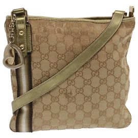 Borsa a tracolla GUCCI Canvas GG Sherry Line Nero Beige Marrone 144388 auth 67062