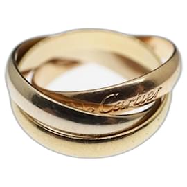 Les Must De Cartier Trinity Band Ring 18 Karat Rosé-, Weiß- und Gelbgold Gold-Hardware EU 52