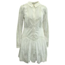 Robe bordée de dentelle Self Portrait en coton blanc