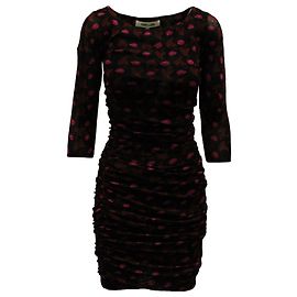 Abito aderente con ruche Alfie di Diane Von Furstenberg in nylon marrone scuro