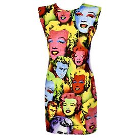 Versace Pop Art SS'91 Ärmelloses Minikleid Gelb Viskose
