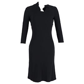Alexander McQueen Vestido de manga corta con lazo en la espalda en acetato negro