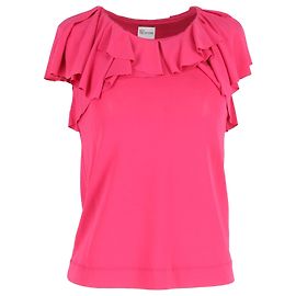 Top con volantes Red Valentino Garavani en algodón de seda rosa