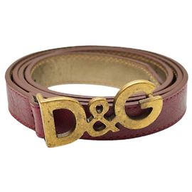 Dolce & Gabbana Skinny Ledergürtel Dunkelrot Größe 90