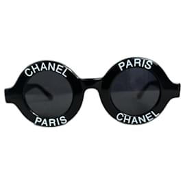 Chanel Sonnenbrille rund schwarz Kunststoff