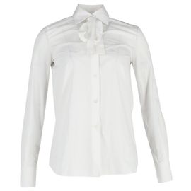 Camicia Valentino con fiocco al collo in cotone bianco