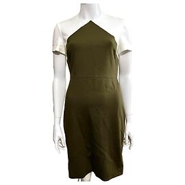 Vestido de jersey Diane von Furstenberg, cáqui e marfim, tamanho 6 nos EUA e 10 no Reino Unido.