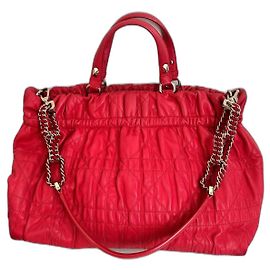 Borsa tote Christian Dior Shopping in pelle rosso corallo