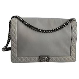 Borsa Chanel Boy Grigia Pelle Liscia XXL