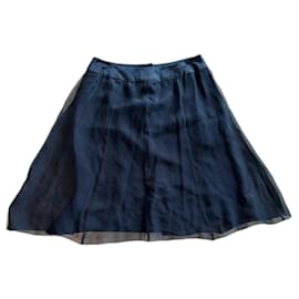 Falda Chanel de seda azul marino talla 36