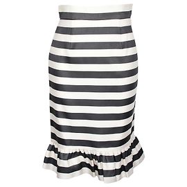 Autre Marque Falda de nácar Bella Jacquard a rayas en seda negra