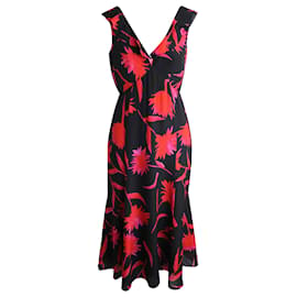 Autre Marque Vestido sin mangas con estampado Saloni Holly de seda negra y roja