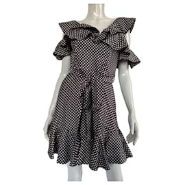 Abito mini a pois Zimmermann seta e viscosa nero bianco