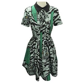 VALENTINO TIGRE Q PASSENDES KLEID83VAJB 546b 38 M WOLLE SEIDE GRÜN GRÜNES KLEID