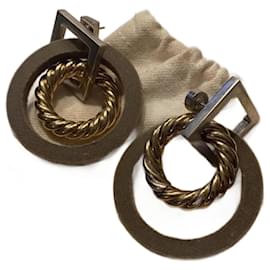 Orecchini a cerchio Jacquemus Albi Khaki in Pelle
