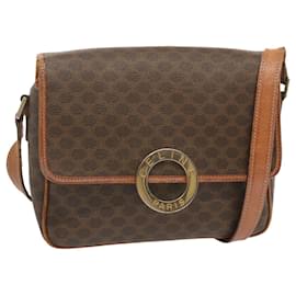 CELINE Borsa a tracolla in tela Macadam in pelle PVC marrone Auth 68506 - Céline