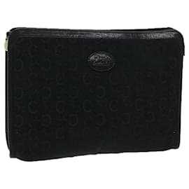 Céline CELINE C Pochette in tela macadam nera Auth ac2823