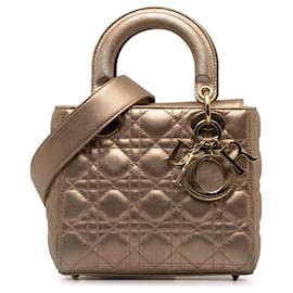 Cannage pequeño Dior de piel de cordero dorado My ABCDior Lady Dior