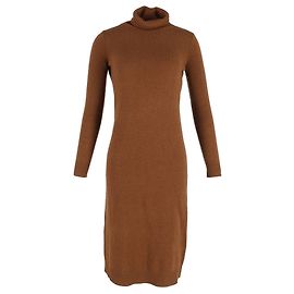 Max Mara Knitted Turtleneck Dress in Brown Wool