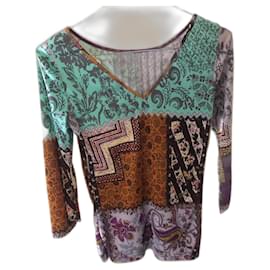 Etro Top de Manga Tres Cuartos Poliéster Multicolor