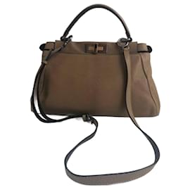 Fendi Peekaboo Handtasche aus Pythonleder Beige