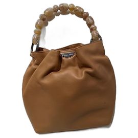 Borsa Christian Dior Malice Pearl PM in Pelle di Agnello Camello