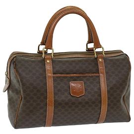 Céline CELINE Borsa Boston in tela macadam PVC Marrone Auth yk11253