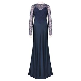 Nina Ricci Spitzen-Satin-Kleid in voller Länge