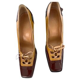 Décolleté Hermès in pelle lucida multicolore