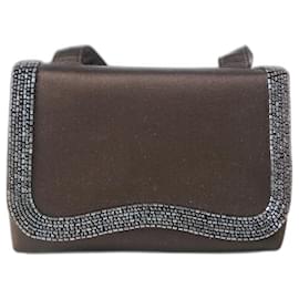 Borsa Chanel in raso color cioccolato con perle