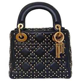 Mini Lady Dior borchiata nera