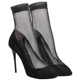 Dolce & Gabbana Stivaletti in pelle e tulle neri 39